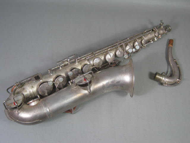 Vtg C Melody Silver Saxophone Utica NY Buescher Elkhart Ind Indiana + Hard Case+ 1