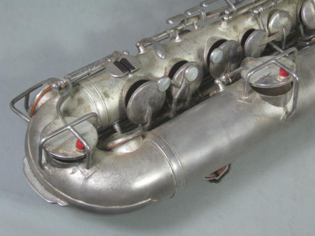 Vtg C Melody Silver Saxophone Utica NY Buescher Elkhart Ind Indiana + Hard Case+ 2