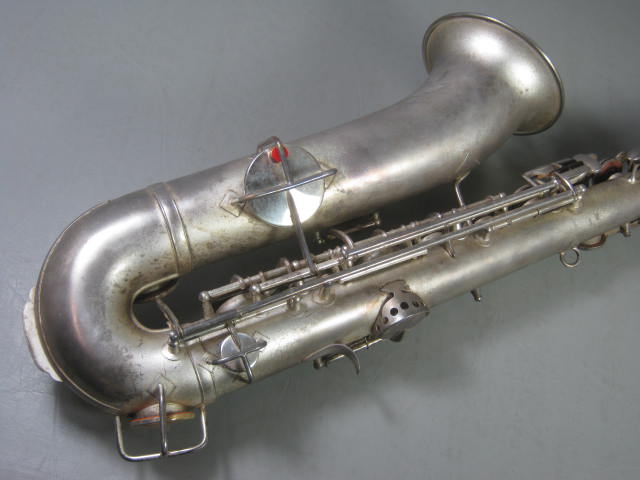 Vtg C Melody Silver Saxophone Utica NY Buescher Elkhart Ind Indiana + Hard Case+ 4