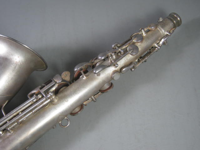 Vtg C Melody Silver Saxophone Utica NY Buescher Elkhart Ind Indiana + Hard Case+ 5
