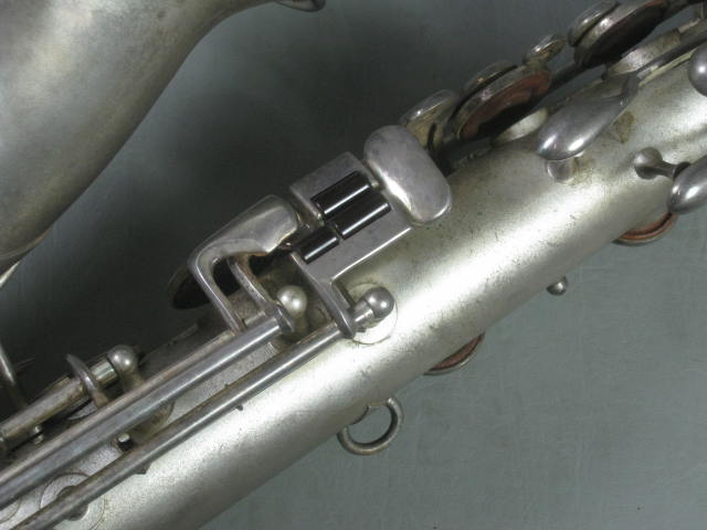 Vtg C Melody Silver Saxophone Utica NY Buescher Elkhart Ind Indiana + Hard Case+ 9