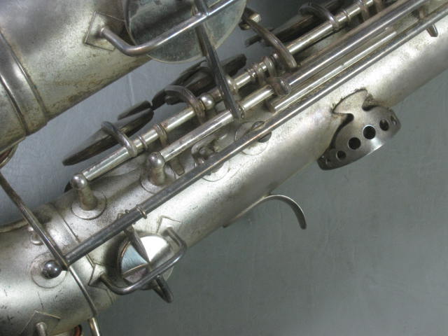 Vtg C Melody Silver Saxophone Utica NY Buescher Elkhart Ind Indiana + Hard Case+ 10