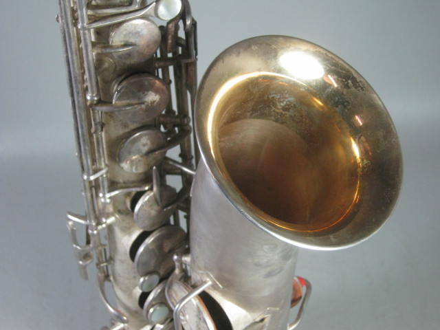 Vtg C Melody Silver Saxophone Utica NY Buescher Elkhart Ind Indiana + Hard Case+ 12