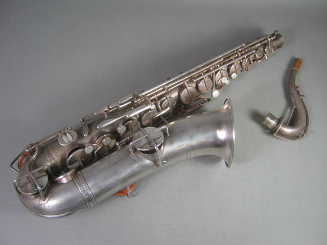 Vtg Antique Frank Holton C Melody Saxophone Hard Case Selmer Mouthpiece Elkhorn 1