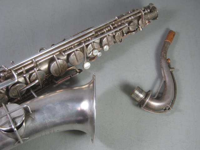 Vtg Antique Frank Holton C Melody Saxophone Hard Case Selmer Mouthpiece Elkhorn 3