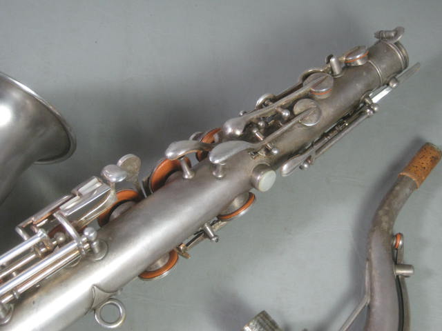 Vtg Antique Frank Holton C Melody Saxophone Hard Case Selmer Mouthpiece Elkhorn 8