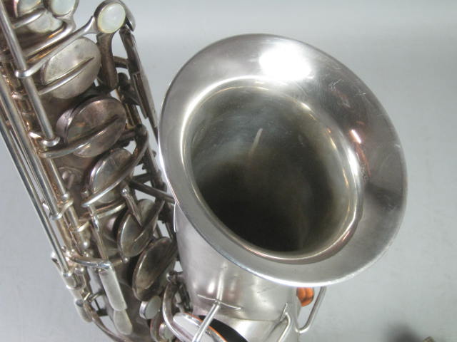 Vtg Antique Frank Holton C Melody Saxophone Hard Case Selmer Mouthpiece Elkhorn 14
