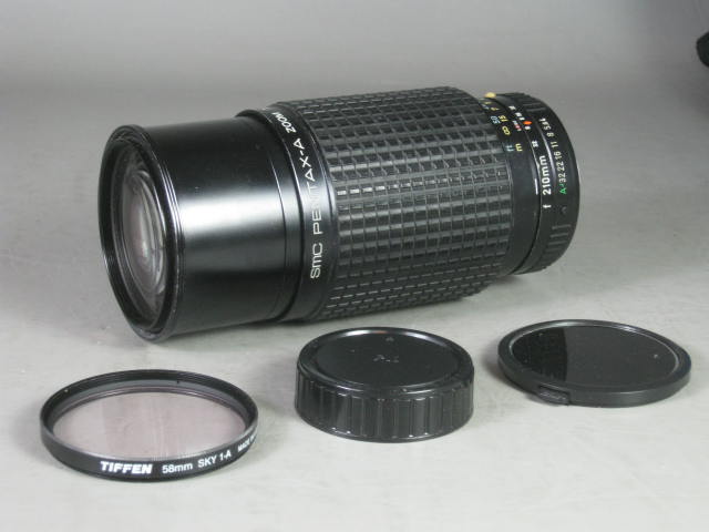 Pentax K1000 Camera SMC A 70-210mm 1:4 Zoom Super Albinar 28mm 1:2.8 Lens Lot NR 8