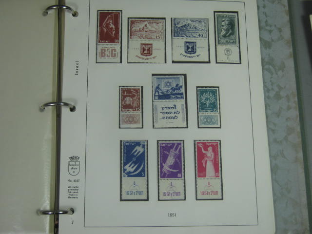Vintage 1949-1954 Israel Stamp Album Collection Lot MNH Lindner White Ace NR! 15