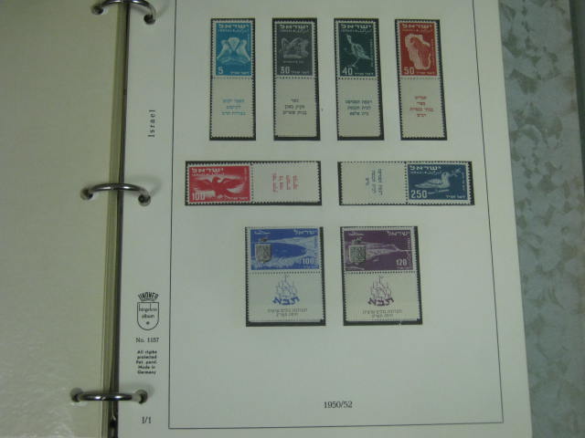 Vintage 1949-1954 Israel Stamp Album Collection Lot MNH Lindner White Ace NR! 23