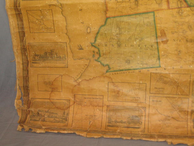 Original Antique 1857 Chittenden County Vermont VT Map 4