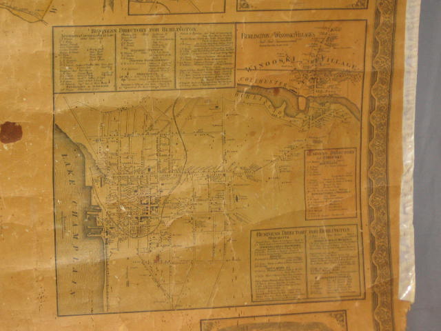 Original Antique 1857 Chittenden County Vermont VT Map 6