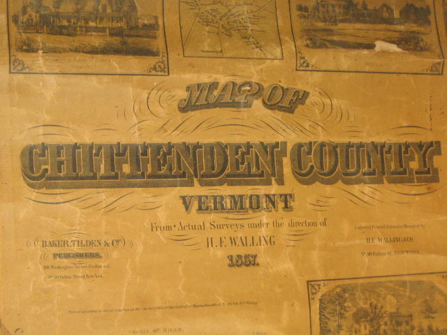 Original Antique 1857 Chittenden County Vermont VT Map 7