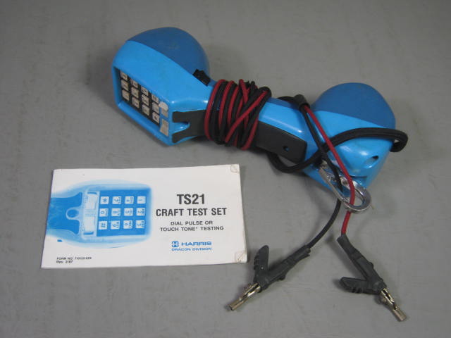 Harris Dracon TS21 Phone Telephone Lineman Butt Craft Test Set W/ Leads + Manual