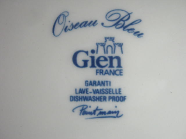 7 Glen Osieau Bleu Plates Fruit Design France 6 1/2" Salad/Dessert 12" Cake NR! 3