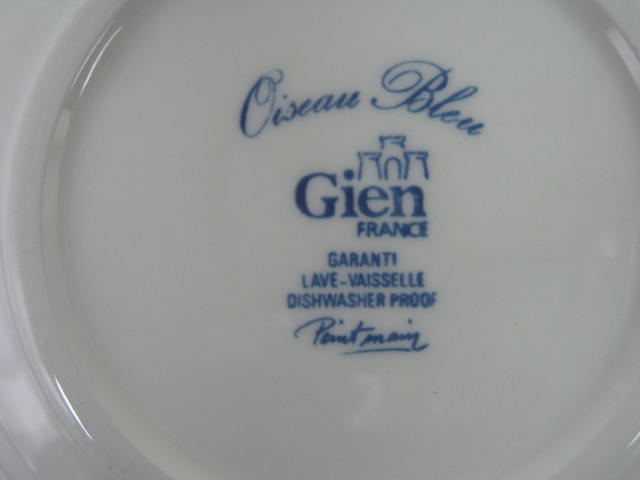7 Glen Osieau Bleu Plates Fruit Design France 6 1/2" Salad/Dessert 12" Cake NR! 6