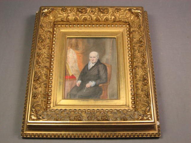 Antique 1817 Signed Painting Of Benjamin West Portrait Miniature On Ivory