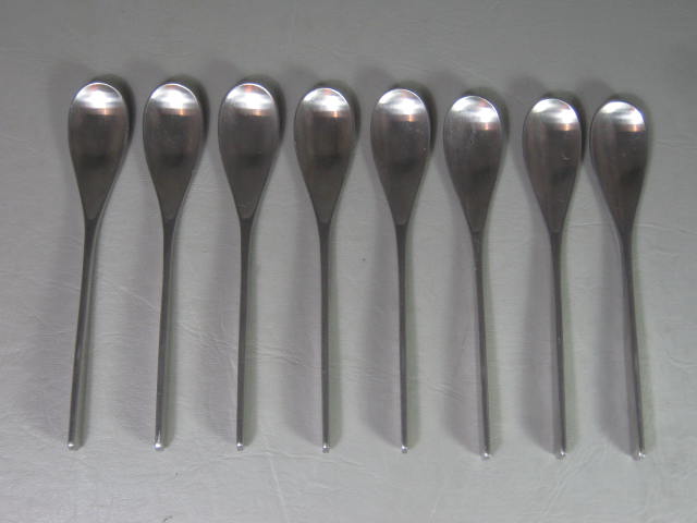 8 Vtg 1959 Johan Hagen Sival Unique Stainless Teaspoon Spoon Set Danish Flatware 2