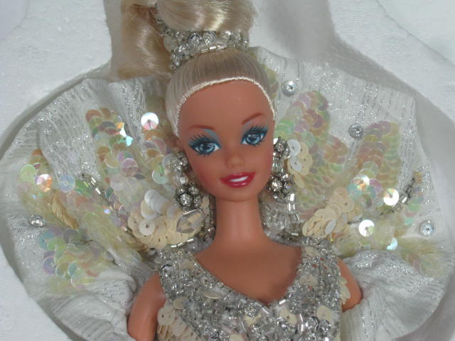 1991 Bob Mackie Platinum Barbie Designer Doll #2703 W/ Stand + Box 3rd In Series 2