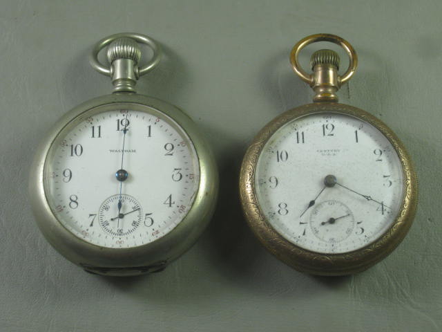 2 Vtg Antique Pocket Watch Lot American Waltham Century U.S.A. Gold Filled GF NR