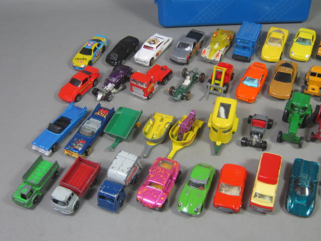 49 Vtg Toy Car Lot W/ Case Lesney Matchbox Hotwheels Red Line Tootsietoy Diecast 1