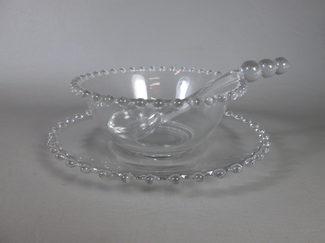 Imperial Glass Candlewick Marmalade w/Lid Spoon + Mayonnaise Bowl Dish Plate Set 1