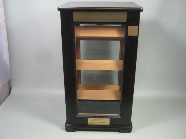 Display Locking Wooden Glass Cabinet Cigar Humidor Hygrometer 23" Countertop NR 3
