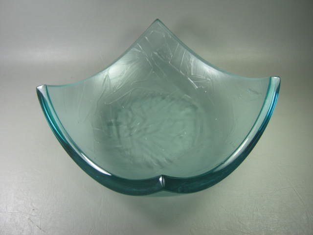 Stephen Schlanser Square Art Glass Platter Fruit Bowl W/ Brush Stroke Pattern NR