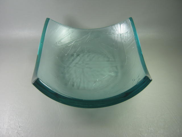 Stephen Schlanser Square Art Glass Platter Fruit Bowl W/ Brush Stroke Pattern NR 1