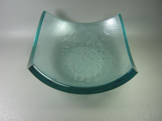 Stephen Schlanser Square Art Glass Platter Fruit Bowl W/ Brush Stroke Pattern NR 2