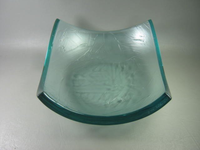 Stephen Schlanser Square Art Glass Platter Fruit Bowl W/ Brush Stroke Pattern NR 3