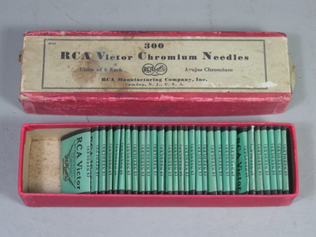 180+/- NOS Vtg RCA Victor Chromium Phonograph Record Player Needles Original Box