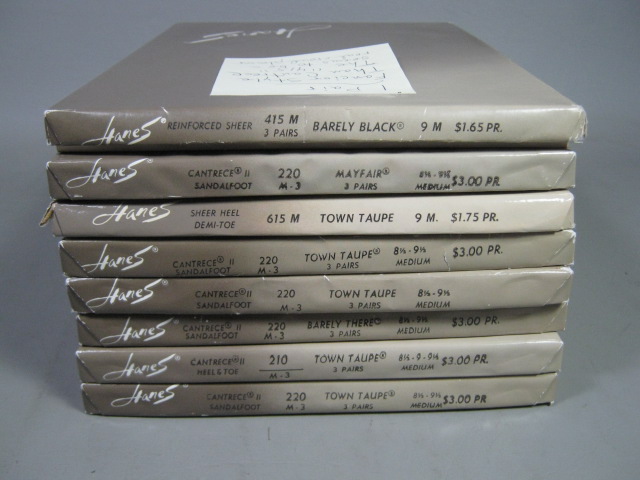 8 Box 16 Pair Vtg Hanes Nylon Stocking Lot 415 615 Barely Black There Town Taupe