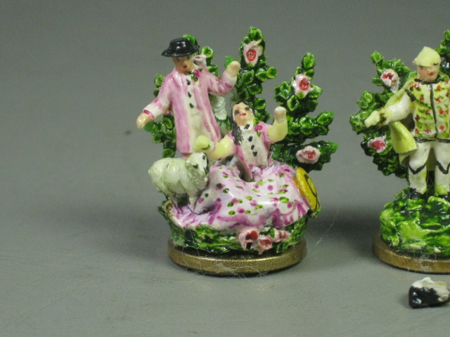4 Vtg Dollhouse Miniature Bocage Porcelain Figurines Figures Set Lot 1" - 1.25" 1