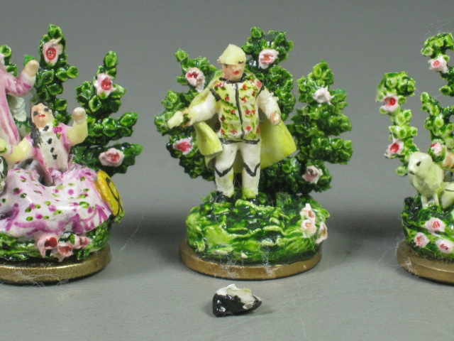 4 Vtg Dollhouse Miniature Bocage Porcelain Figurines Figures Set Lot 1" - 1.25" 2