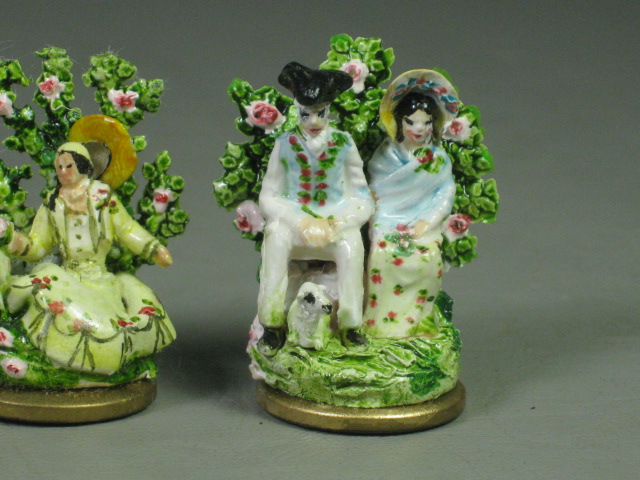 4 Vtg Dollhouse Miniature Bocage Porcelain Figurines Figures Set Lot 1" - 1.25" 4