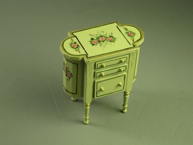 Vtg Dollhouse Miniature Furniture Don Cnossen Artist Signed Sewing Chest Table