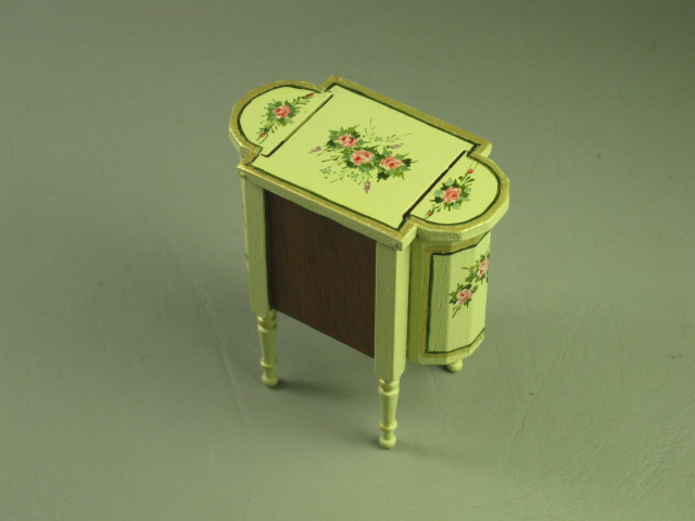 Vtg Dollhouse Miniature Furniture Don Cnossen Artist Signed Sewing Chest Table 4