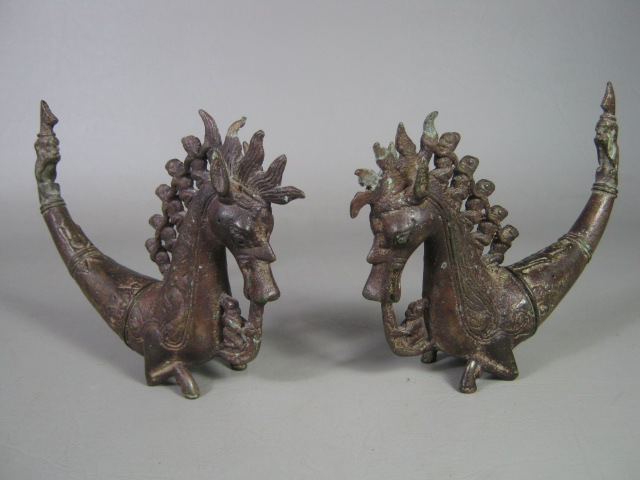 2 Batak Bronze Cast Seahorses Horse Medicine Holder Container Indonesia Art Toba