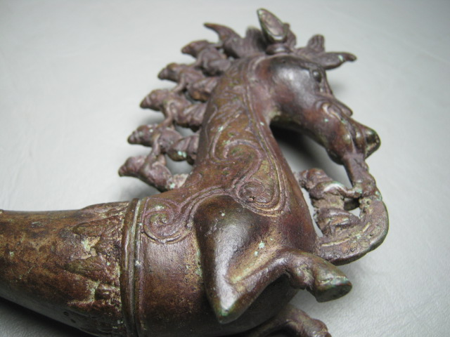 2 Batak Bronze Cast Seahorses Horse Medicine Holder Container Indonesia Art Toba 13