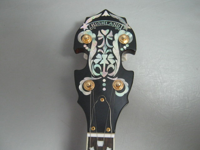Highland Banjo 5 String Maple Japanese Ornate Neck W/ Resonator Hard Shell Case 1