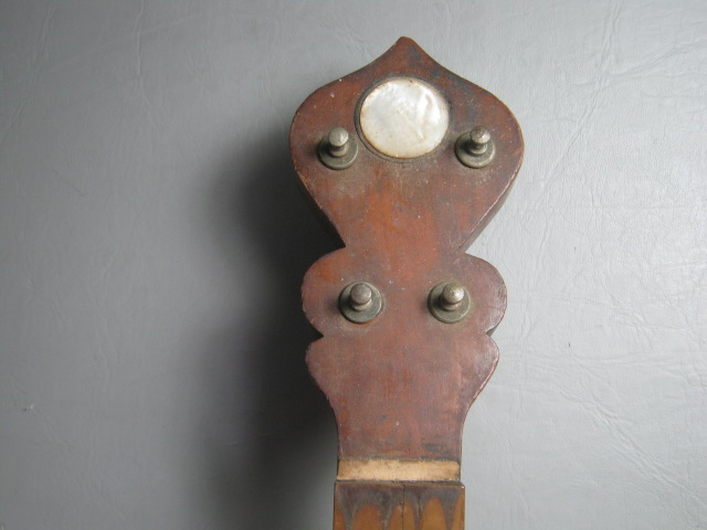Vintage Antique 5 String Piccolo Scale Banjo Amrawco Calf Head Iron Cross Peg NR 2