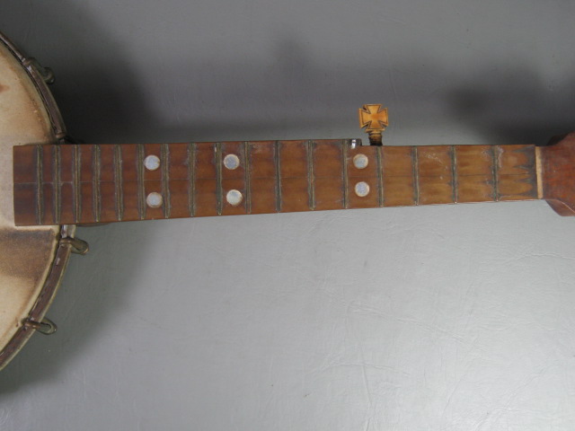 Vintage Antique 5 String Piccolo Scale Banjo Amrawco Calf Head Iron Cross Peg NR 4
