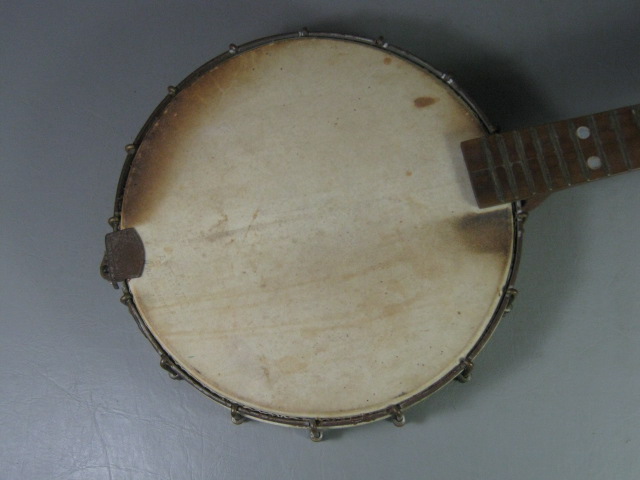 Vintage Antique 5 String Piccolo Scale Banjo Amrawco Calf Head Iron Cross Peg NR 8