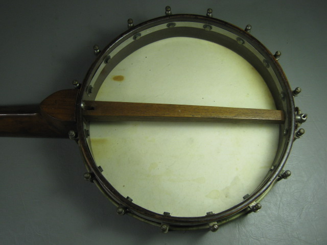 Vintage Antique 5 String Piccolo Scale Banjo Amrawco Calf Head Iron Cross Peg NR 10