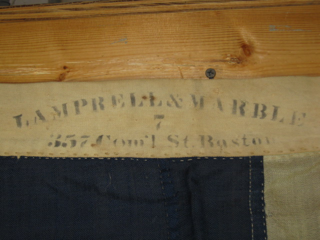 Antique Mid-1800s Lamprell & Marble Boston 13-Star Handsewn U.S US American Flag 8