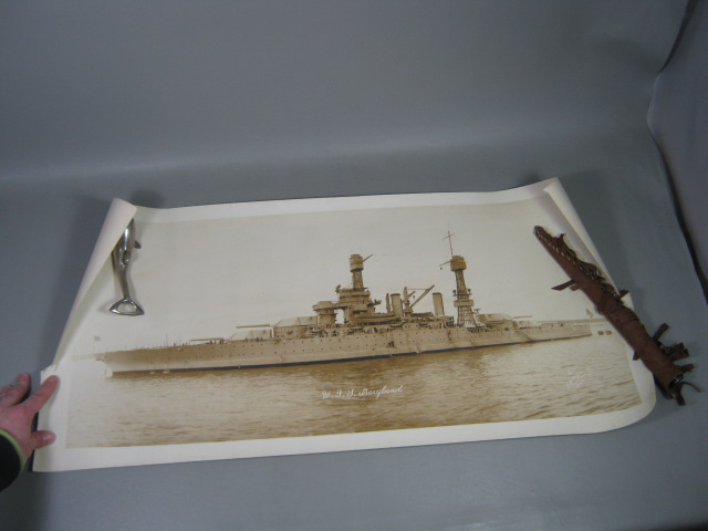 Vtg 1921 US Navy USN USS Maryland Naval Battleship Panoramic Panorama Photo NR!