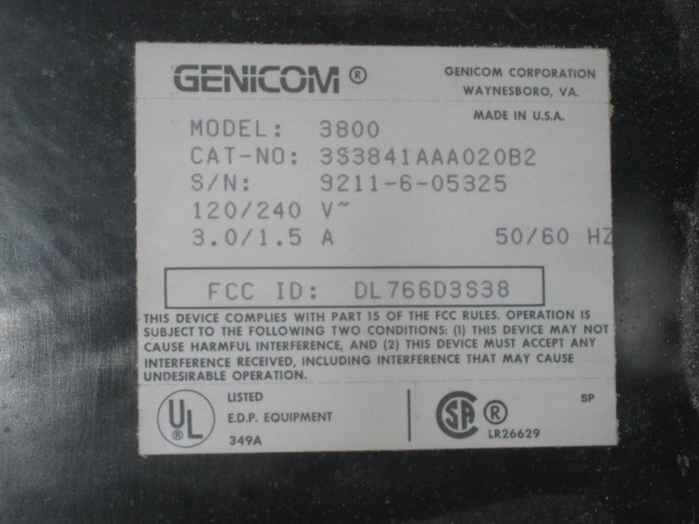 Genicom 3840 E Wide Carriage High Speed Serial Dot Matrix Impact Printer +Ribbon 4