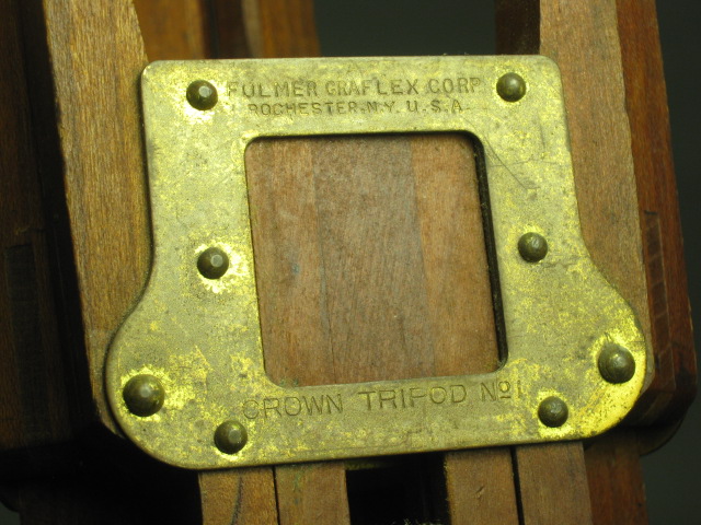 Vtg Folmer Graflex Crown No 1 Wood + Brass Camera Tripod Panrite Universal Head 5