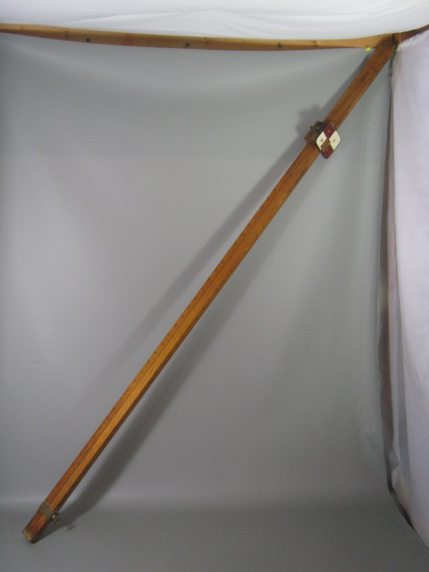 Vtg W. & L.E. Gurley Wooden Wood & Brass Survey Transit Rod Measuring Pole Stick